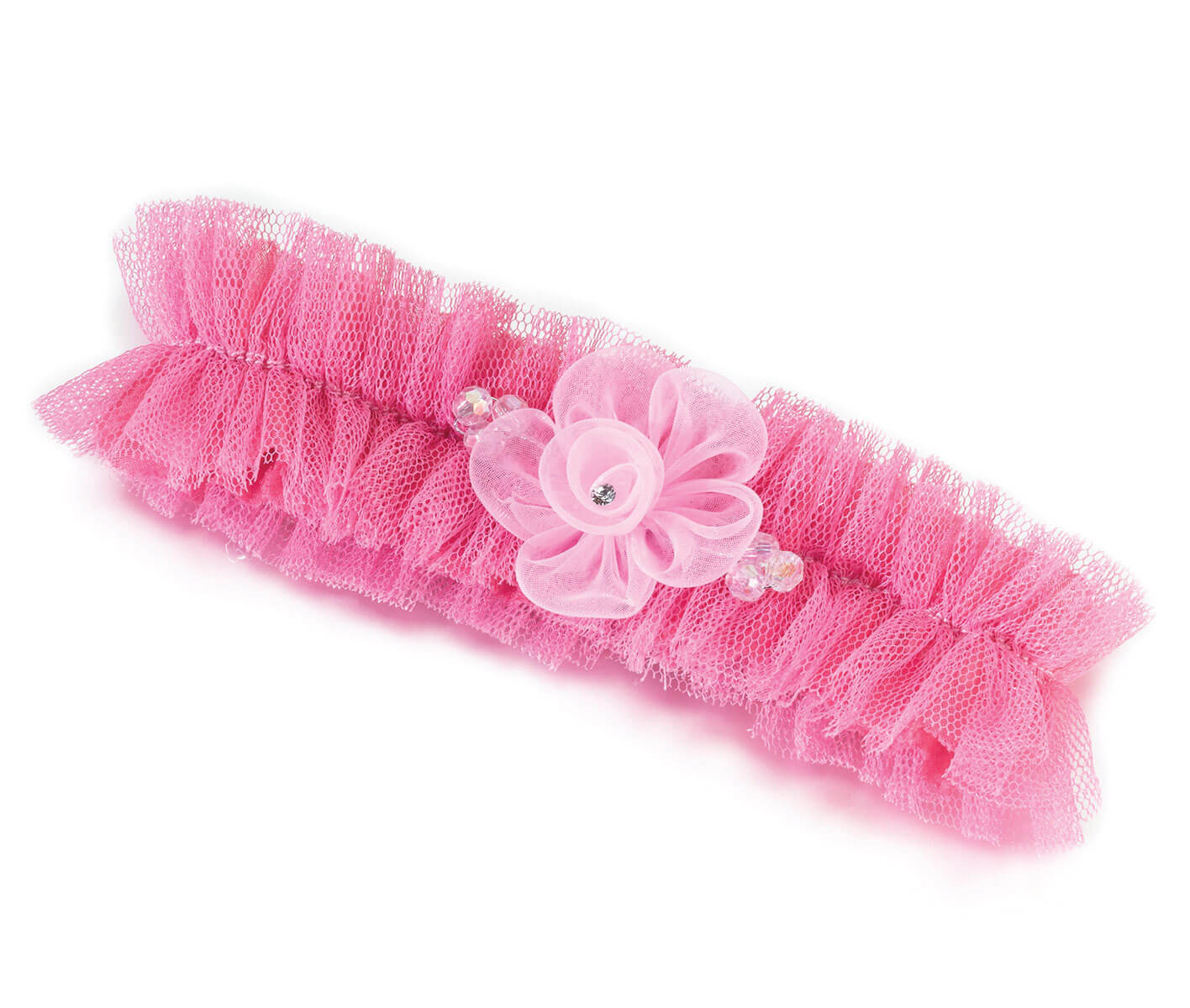 Pink Tulle Garter with Flower