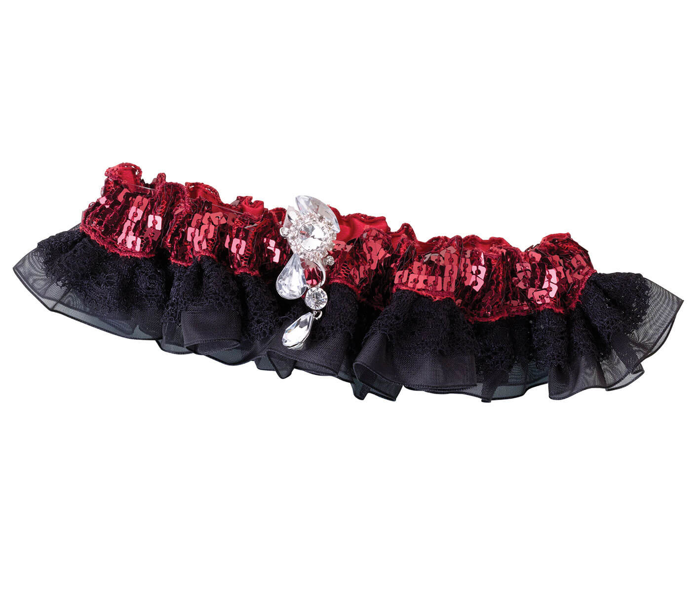 Sparkly Red Sequin and Satin Garter