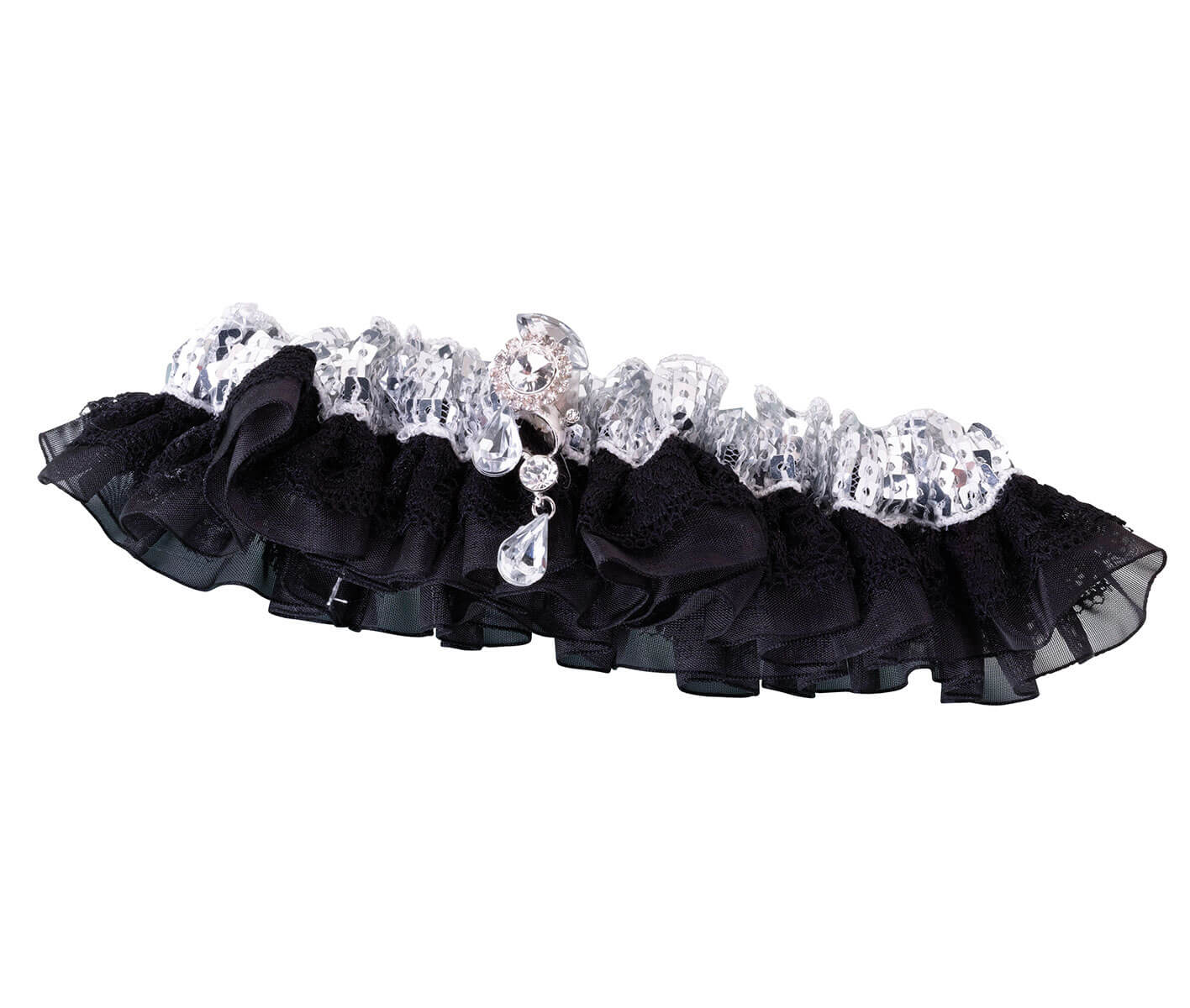 Sparkly Silver Sequin and Satin Garter