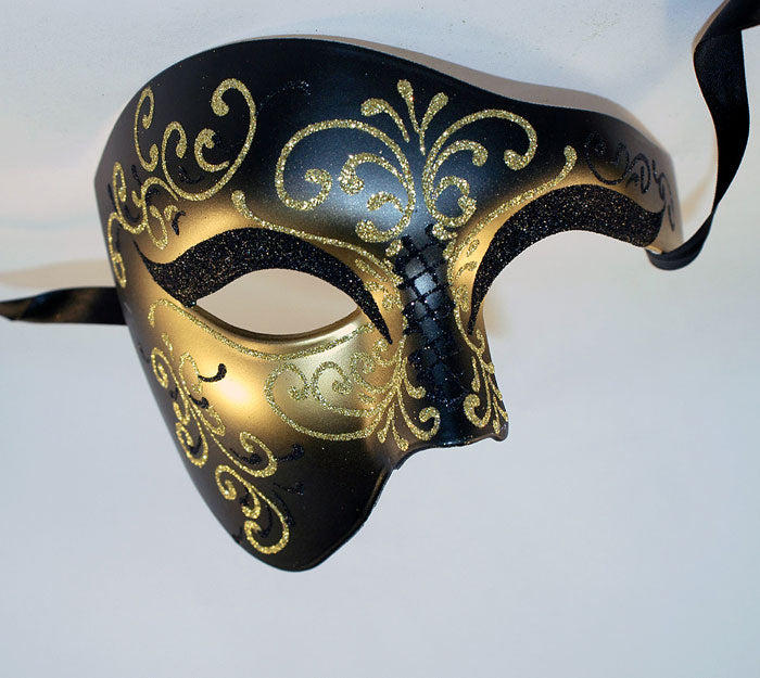 Phantom of the Opera Style Masquerade Masks Black and Gold