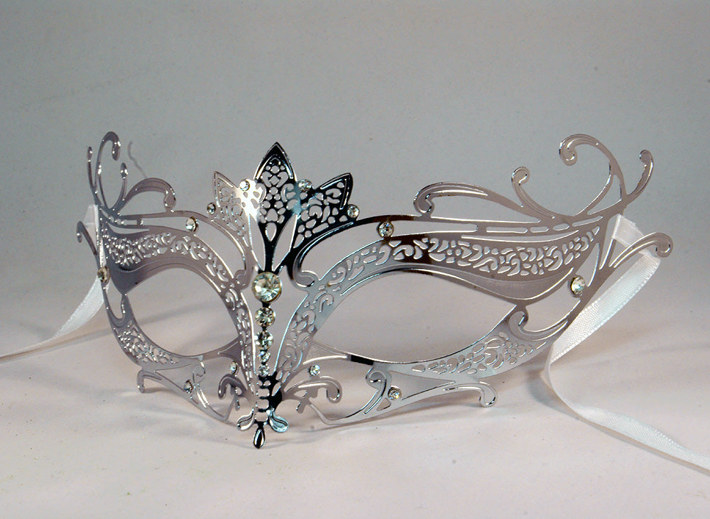 Silver Tiara Design Masquerade Mask Laser Cut Metal Mask