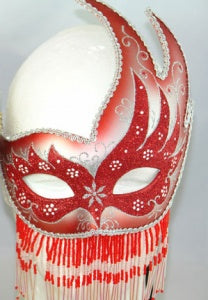 Red Beaded Masquerade Mask
