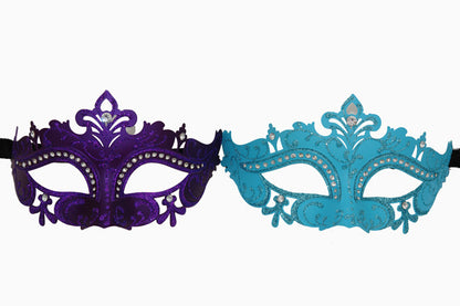 Crown Design Venetian Mask with Crystals on Eyes (6 Colors)