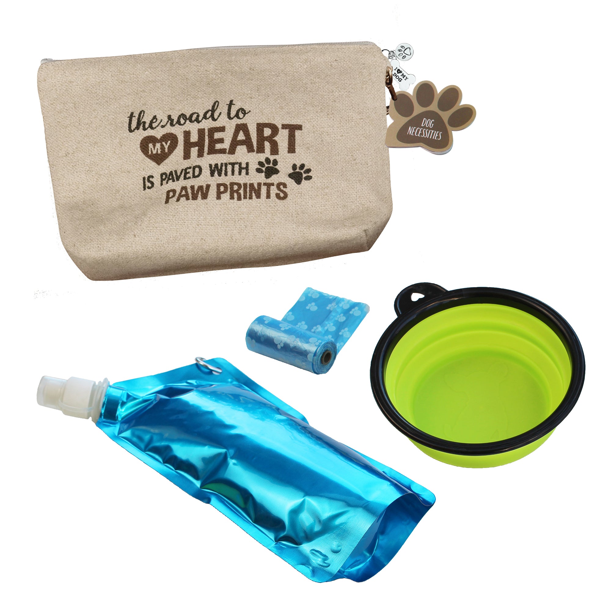 Dog Travel Kit - Road to My Heart is Paved with Paw Prints