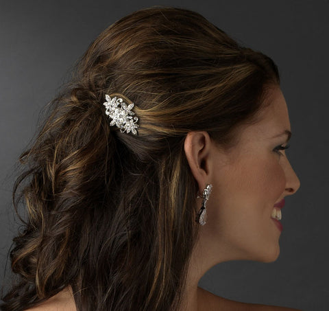 Darling Crystal Bridal Flower Wedding Hair Comb Pin Silver or Gold
