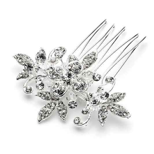 Darling Crystal Bridal Flower Wedding Hair Comb Pin Silver or Gold