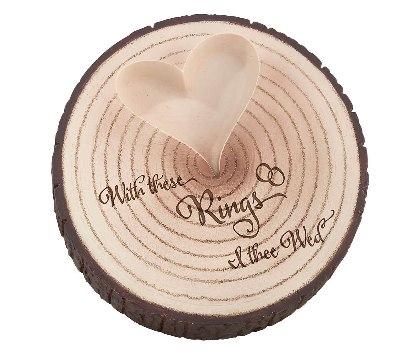 Wood Slice I Thee Wed Ring Holder