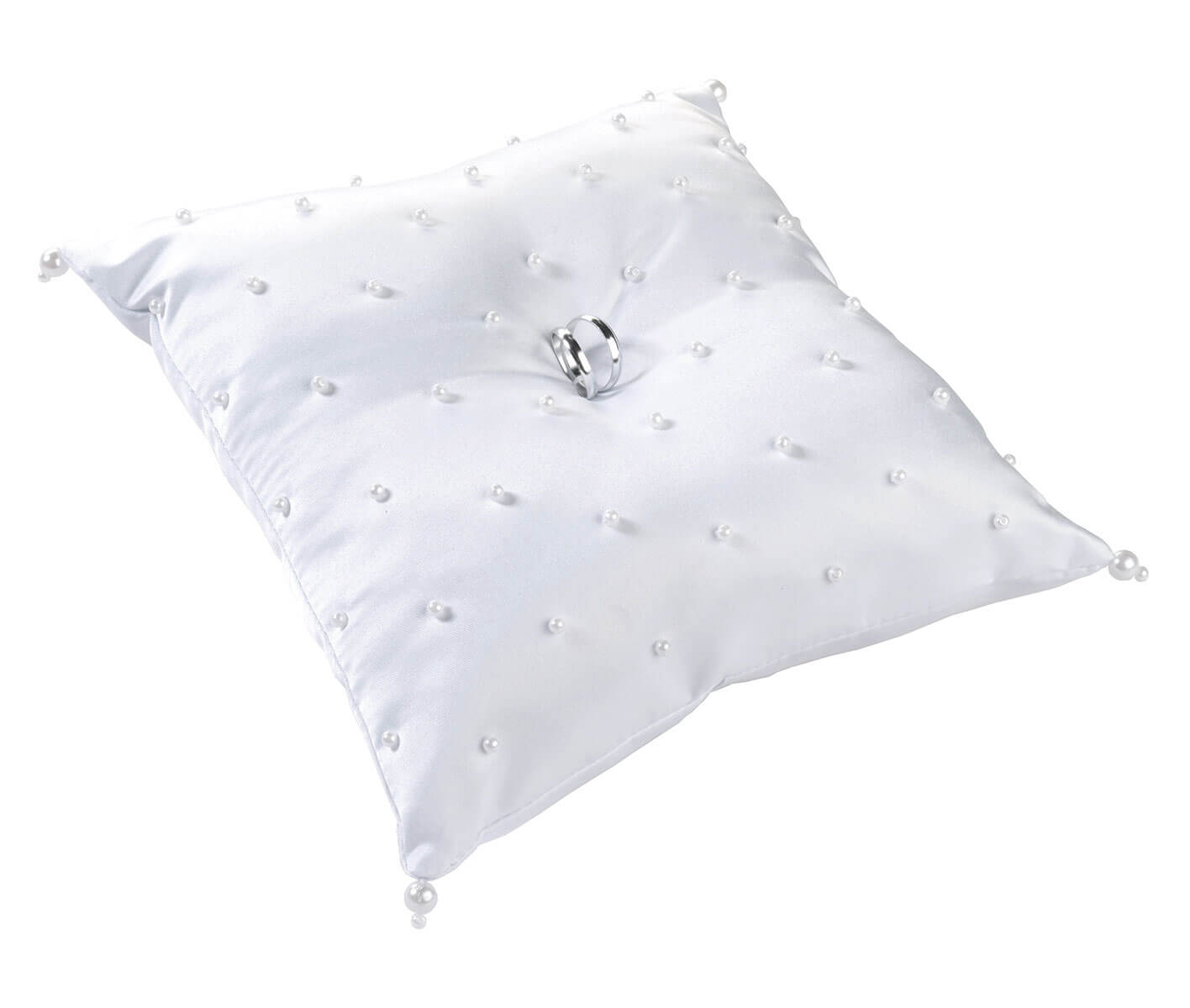 White Scattered Pearl Ring Bearer Pillow