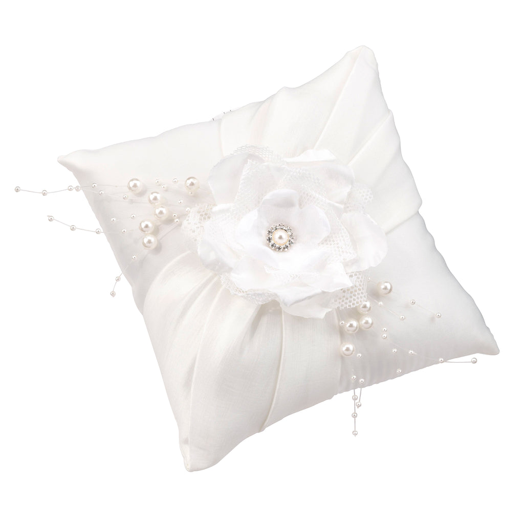 Elegant White Satin Ring Pillow