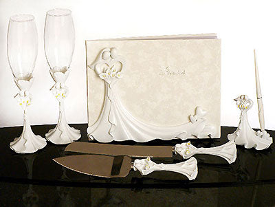 Bride and Groom Calla Lily Wedding Accessories Set