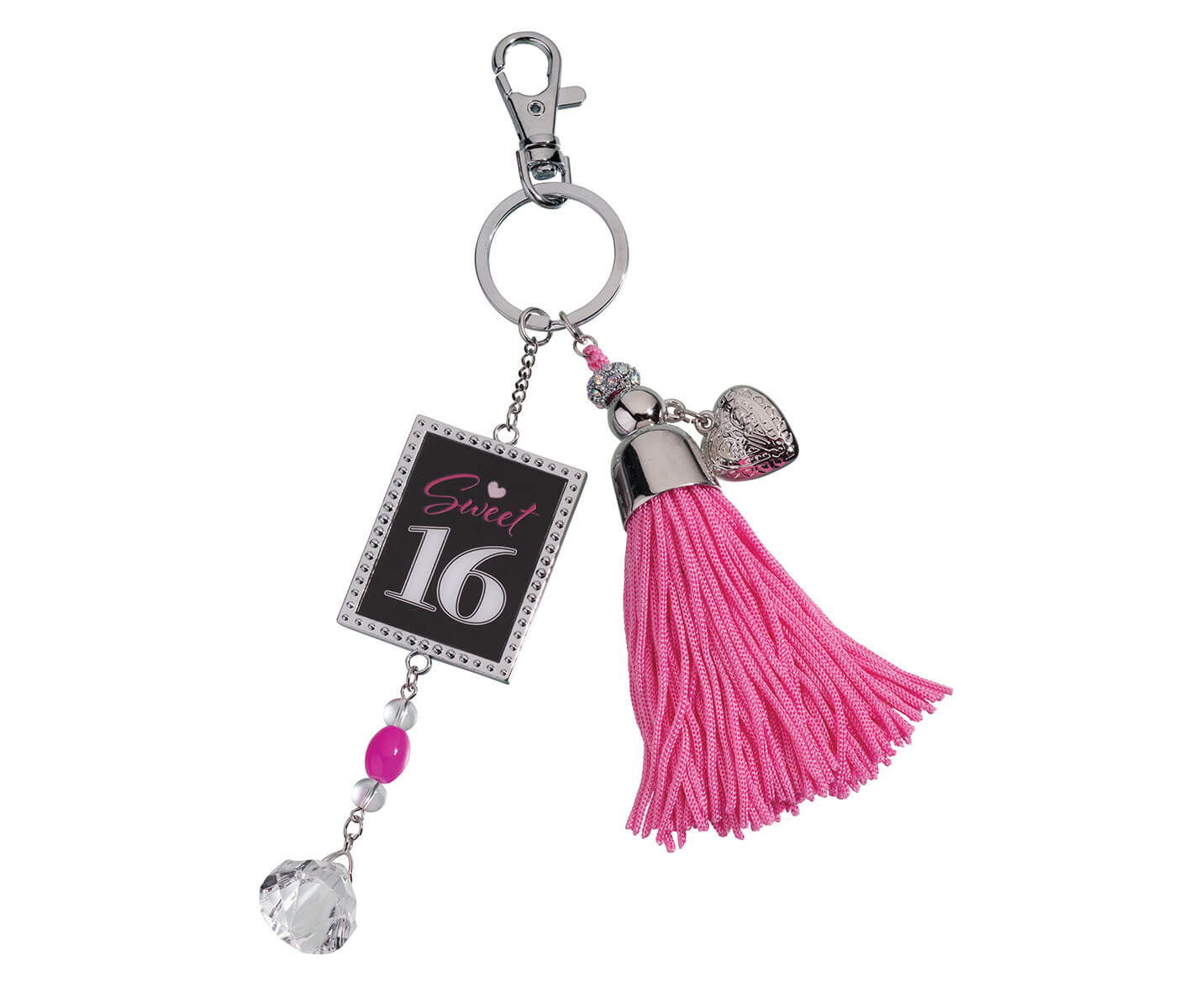 Pink and Black Sweet Sixteen Keychain