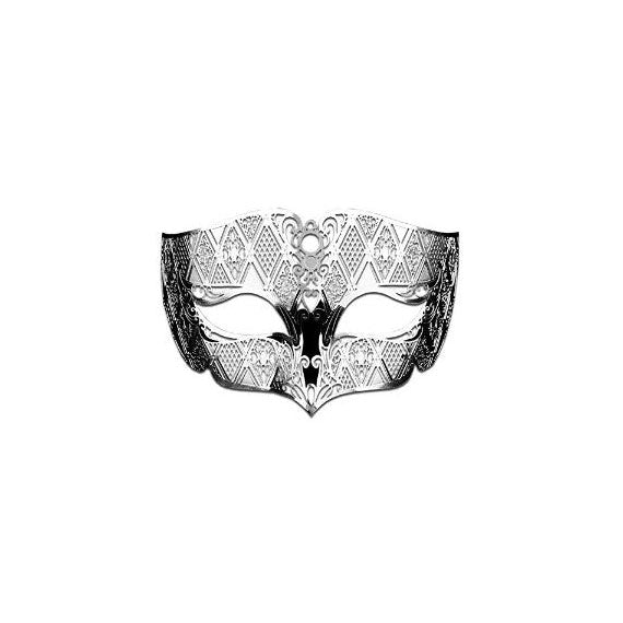 Male Masquerade Masks Laser Cut Metal Mask for Men Silver Color