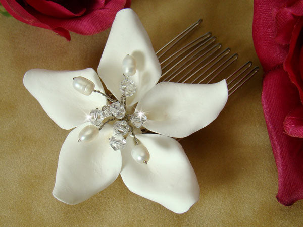 Starfish Orchid Style Bridal Comb with Crystals