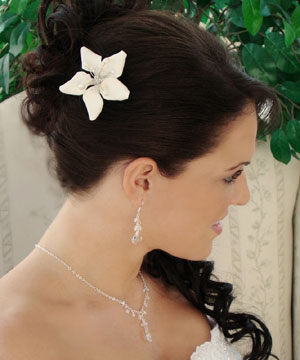 Starfish Orchid Style Bridal Comb with Crystals