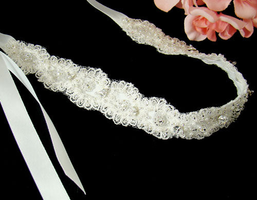 Bridal Ribbon Headband in White