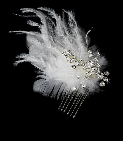 Feather Bridal Comb Hair Headpiece in White or Ivory