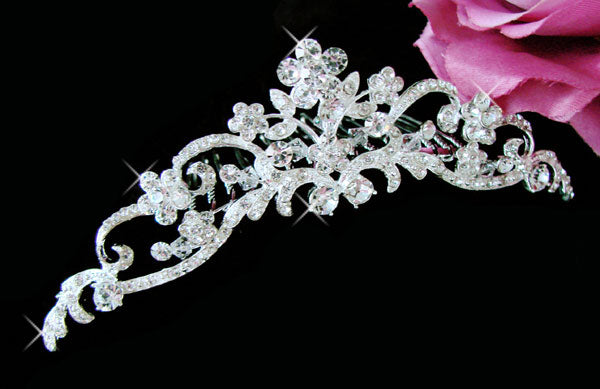 Floral Bridal Comb with Swarovski Crystals