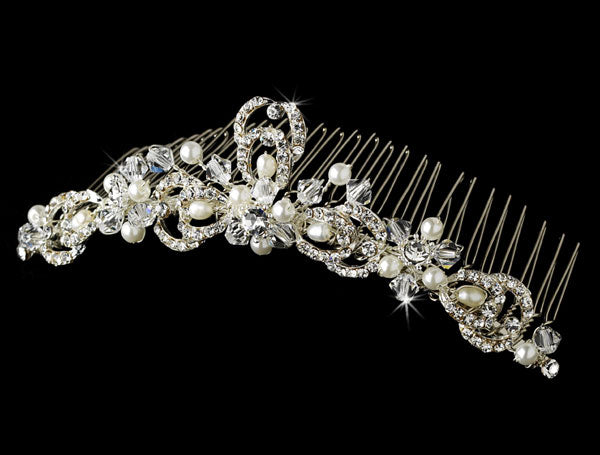 Dainty Swarovski Crystal & Pearl Bridal Comb