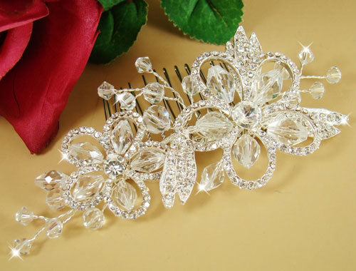 Bridal Comb Swarovski Crystal & Rhinestones Silver Hair Comb