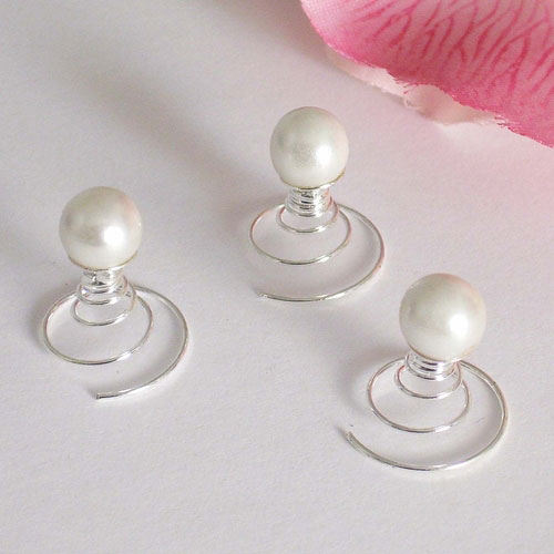 Ivory Pearl Hair Bridal Accent Twist Ins (Set of 12)