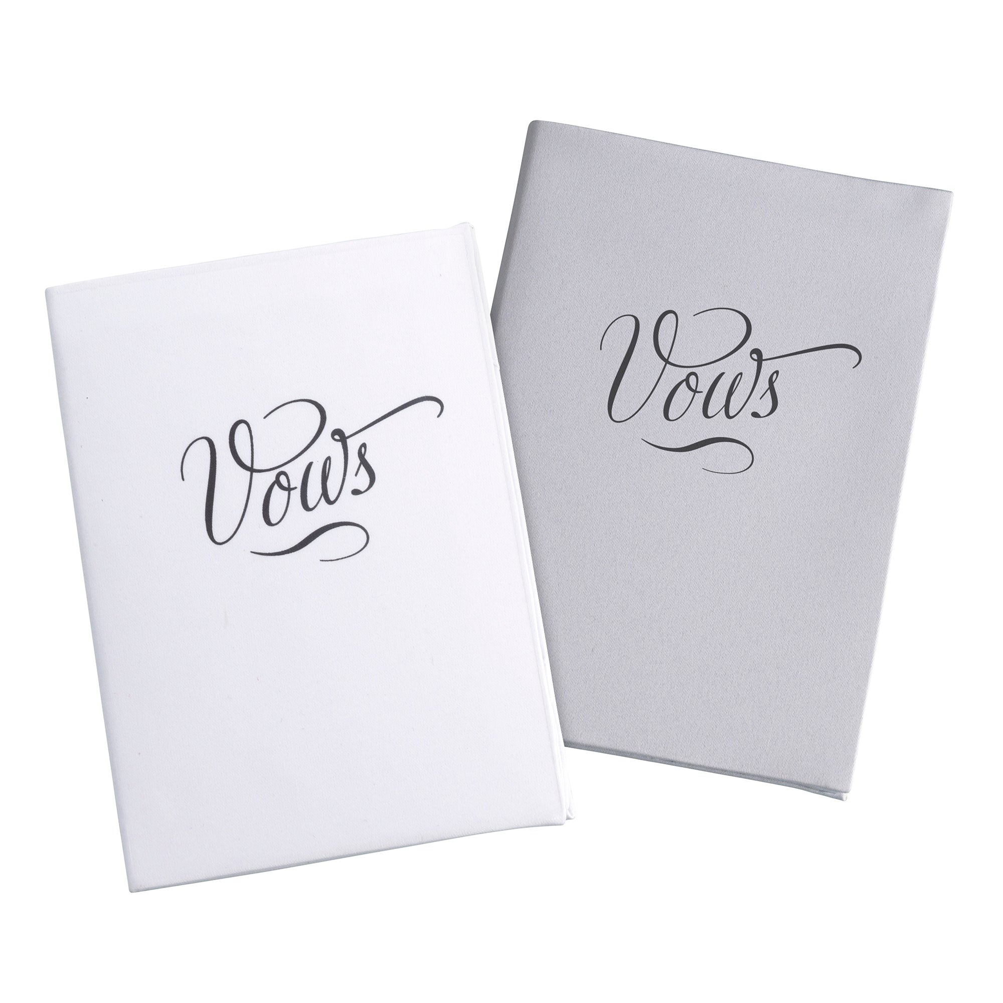 White and Silver Satin Vows Books  Set of 2