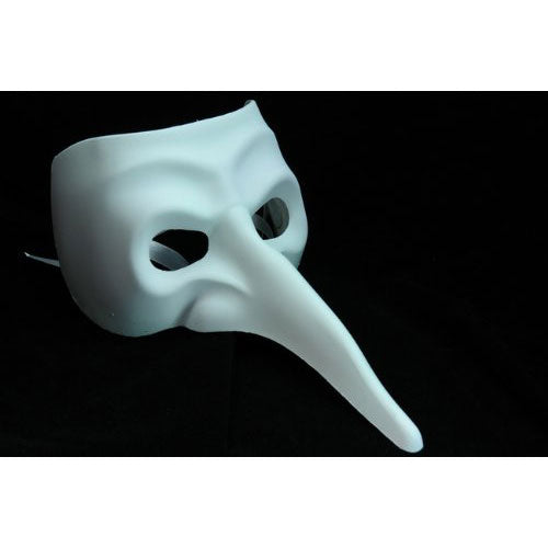 Long Nose Masquerade Mask for Men Laser Cut Medieval Plague Doctor Mold Halloween Mask White