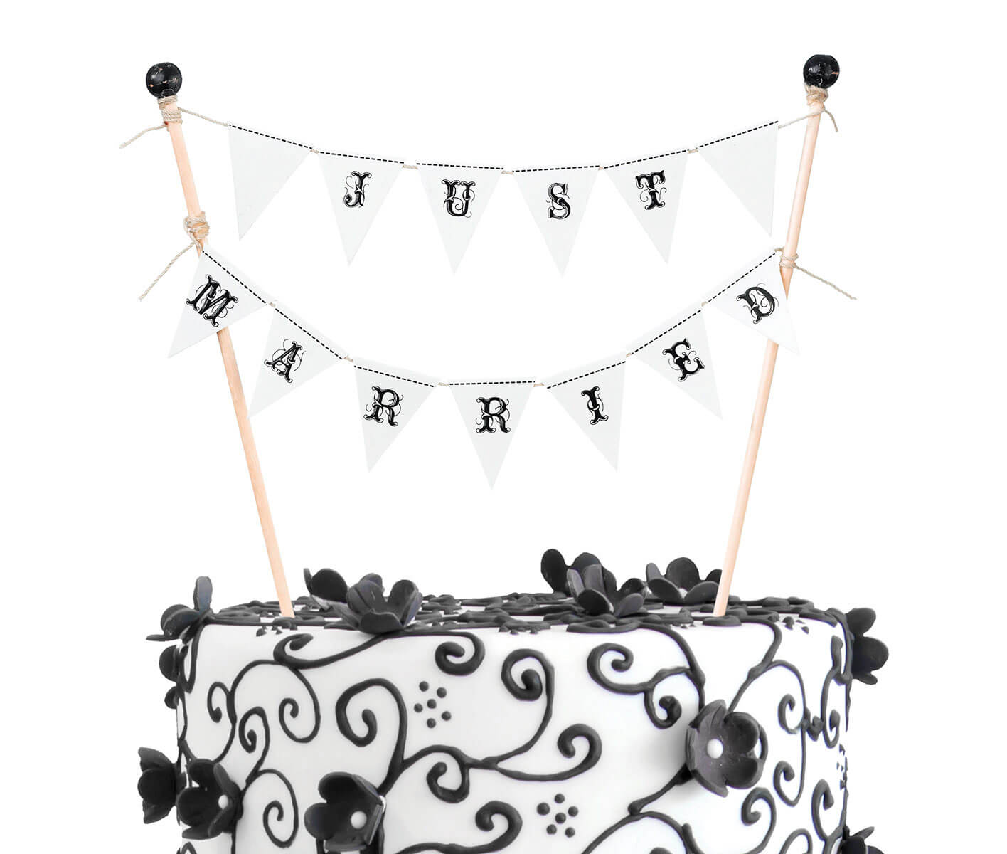 Just Married Cake Topper Bunting