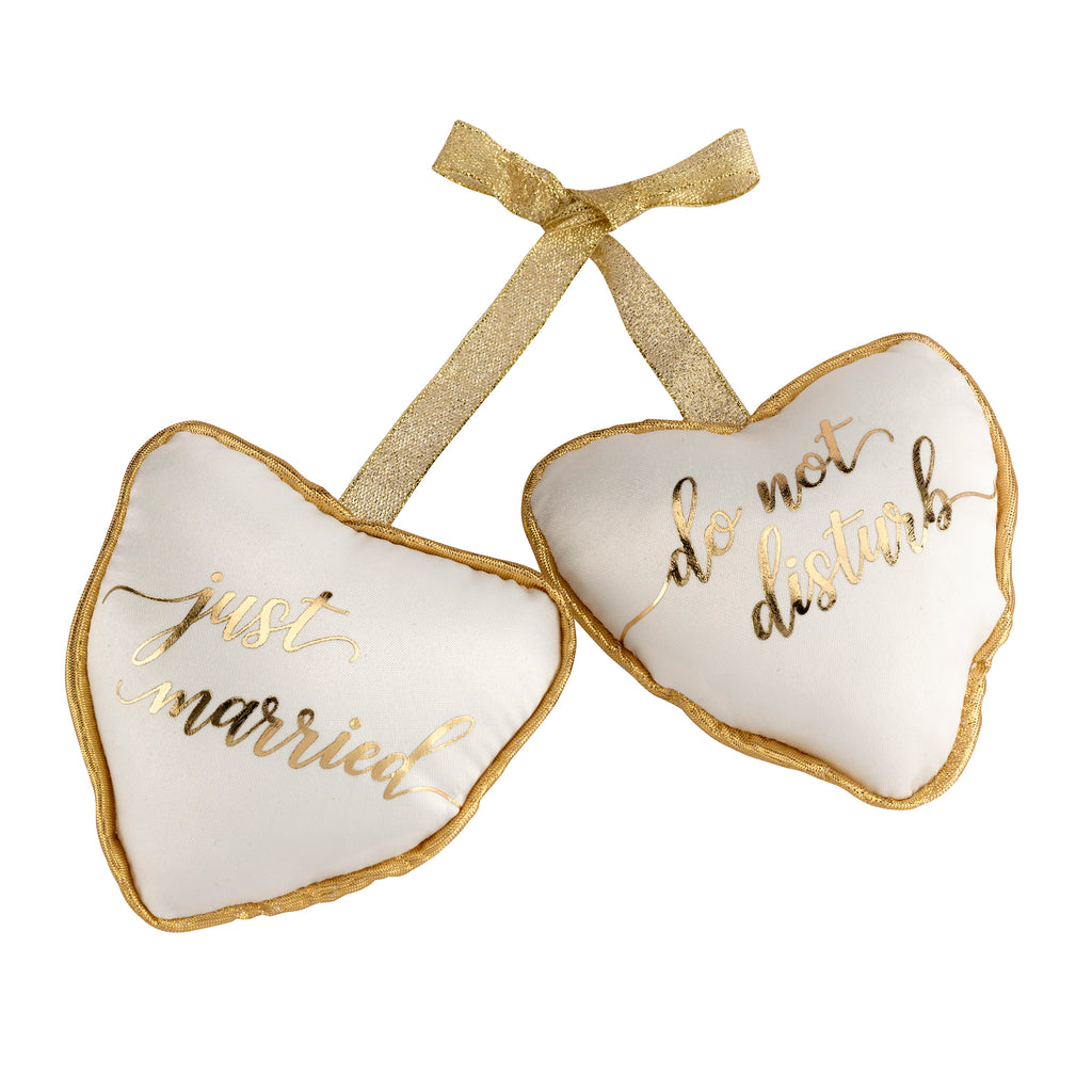 Just Married Do Not Disturb Door Gold Heart Hanger