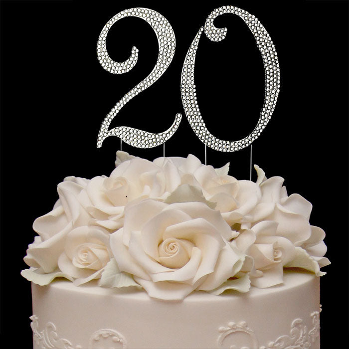 20th Birthday Cake Topper with Sparkling Crystals Bling Birthday Caketop