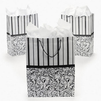 Large Black and White Wedding Gift Bags (Pack of 12)