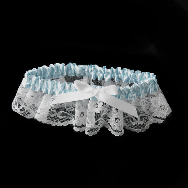 Blue Lace Ribbon Bridal Garter (White or Ivory)
