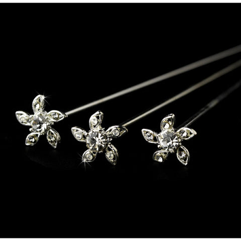 Bouquet Jewelry Rhinestone Encrusted Floral Bloom (Set of 6)