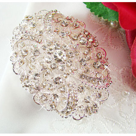Crystal Vintage Oval Bridal Brooch or Hair Comb