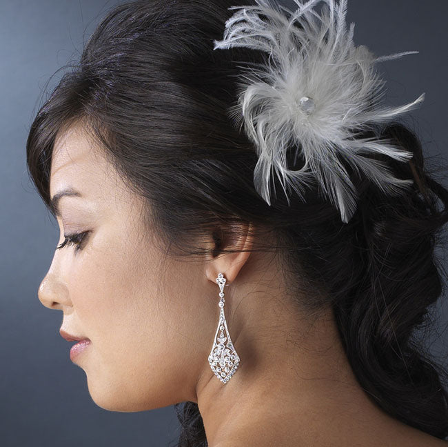 Bridal Feather Hair Comb Feather Fascinator Clip White or Ivory