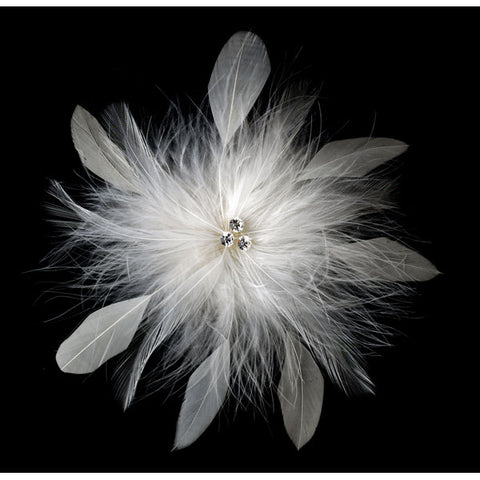 Bridal Crystal Feather Fascinator Clip with Brooch Pin (5 colors)