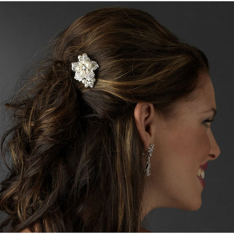 Stunning Rhinestone Encrusted Flower Bridal Comb