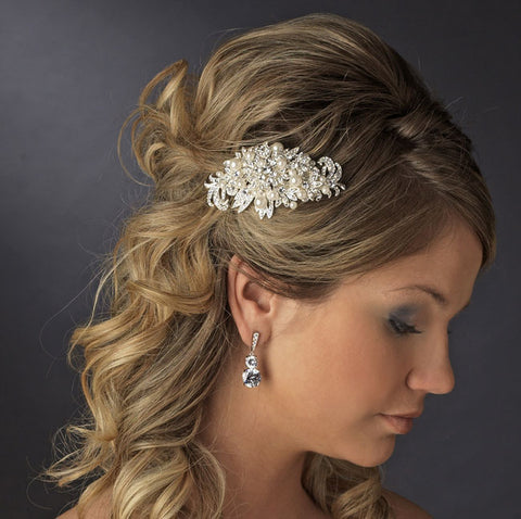 Fabulous Crystal & Pearl Vintage Bridal Hair Comb