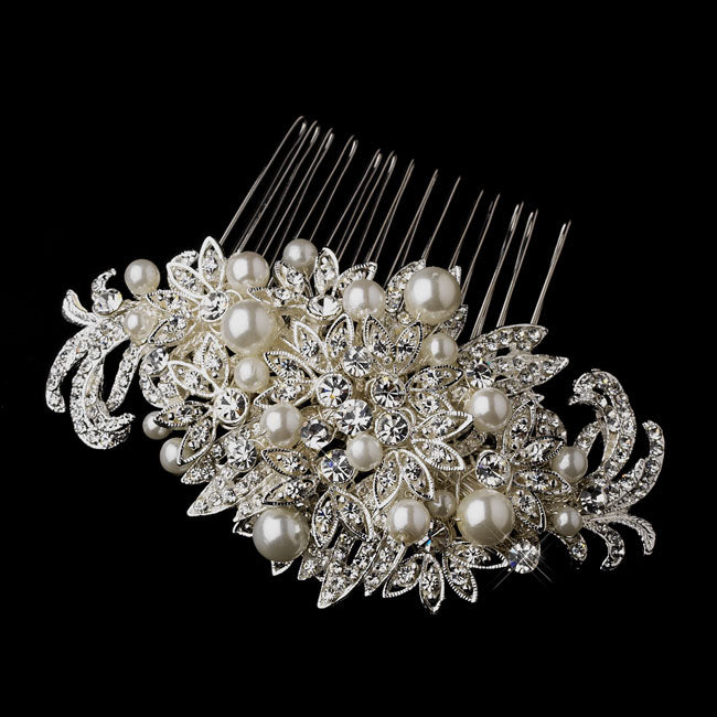 Fabulous Crystal & Pearl Vintage Bridal Hair Comb