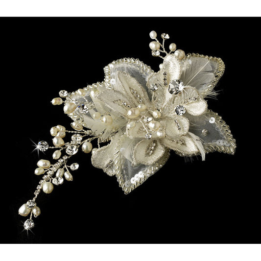 Elegant Crystal & Freshwater Pearl Bridal Hair Comb