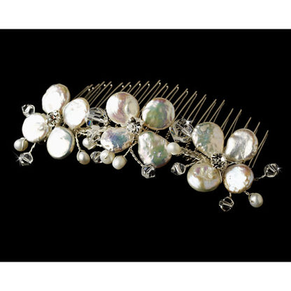 Lustrous Coin Pearl Beach Design Bridal Hair Comb