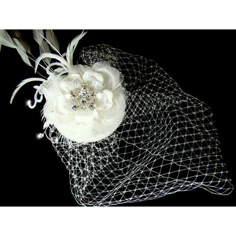 Exquisite Bridal Hat and Birdcage Veil on Clip White or Ivory