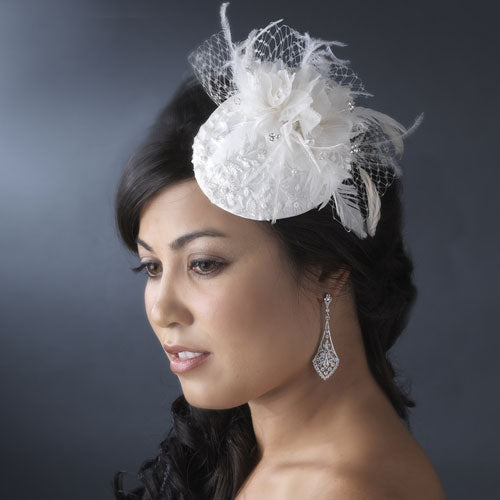 Vintage Bridal Hat with Bird Cage Veil White or Ivory
