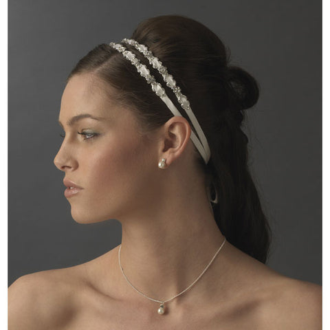 Stunning Simple Crystal Flower Bridal Ribbon Headband