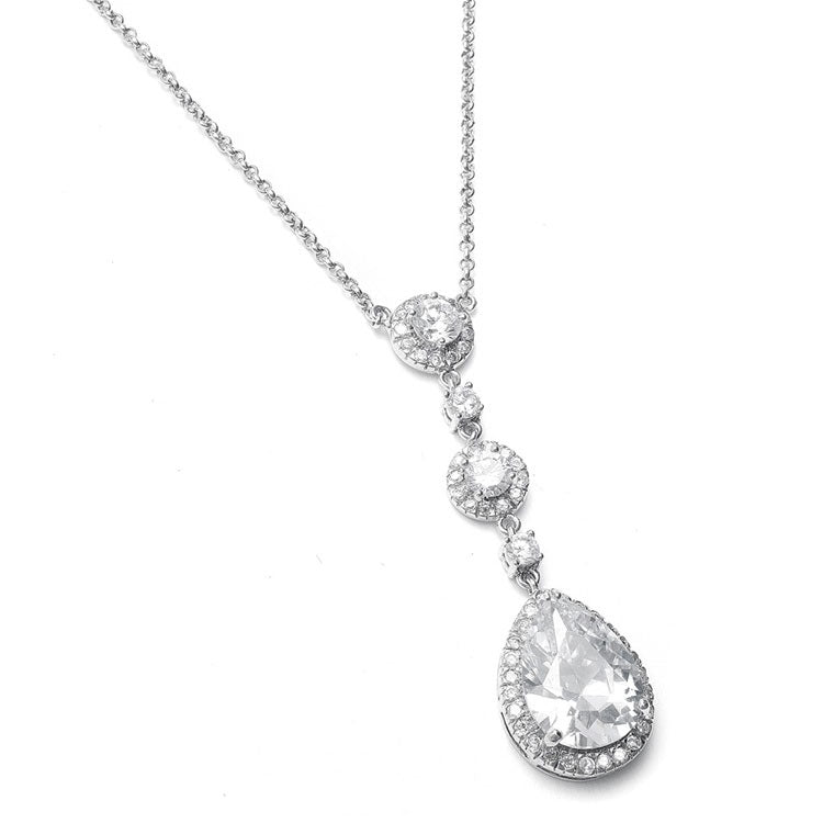 Best Selling Pear-shaped Drop Bridal Necklace with Pave CZ