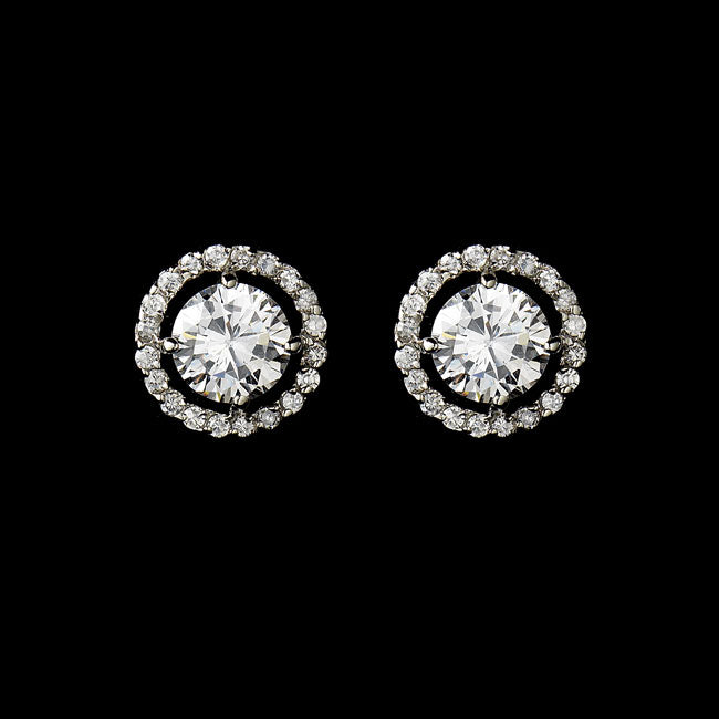 Captivating Silver Clear CZ Stud Earrings