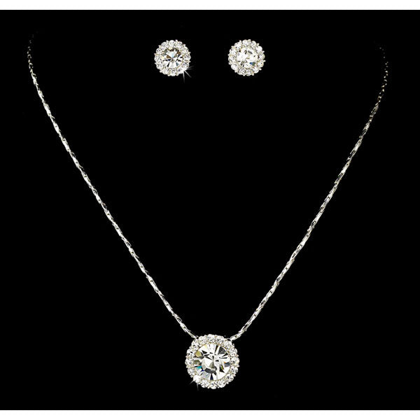 Sparkling Silver Necklace and Earring Set