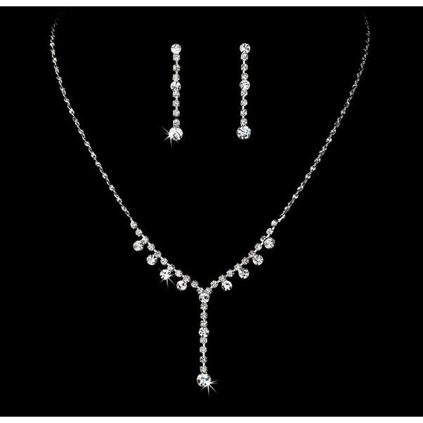Silver Drop Necklace and Earrings Set