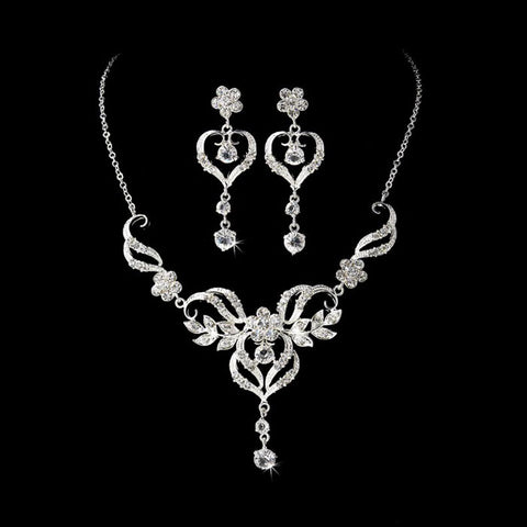 Beautiful Crystal Bridal Jewelry Set Silver or Gold