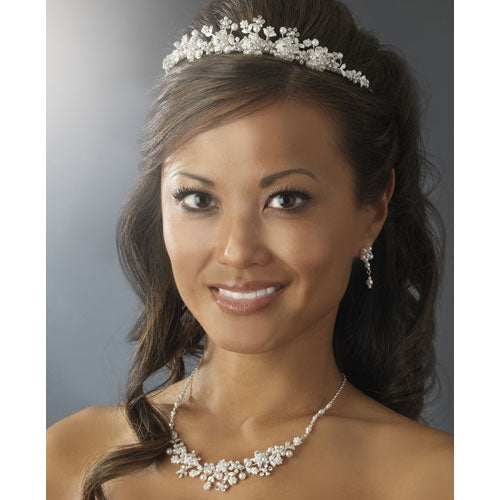 Elegant Silver White Pearl Jewelry Set