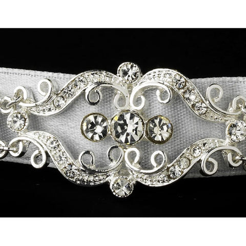 Bridal Ribbon Headband Vintage Rhinestone Accent White or Ivory